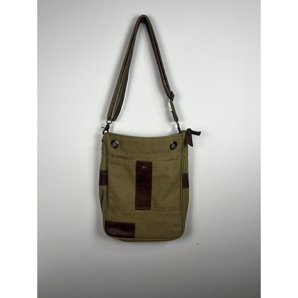 Mountain Rover Crossbody‎ Limited Edition Khaki Canvas Brown Faux Leather Trim